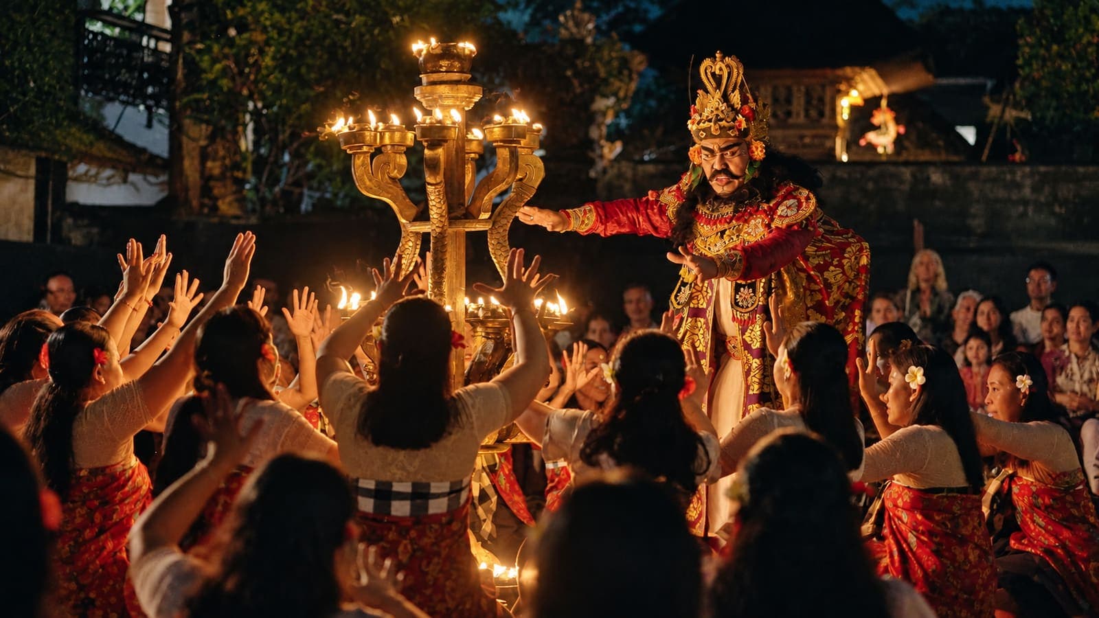 Kecak fire dance performance surrounded by performers